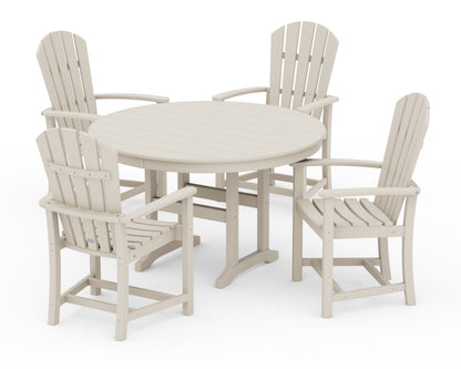 POLYWOOD Palm Coast 5-Piece Round Farmhouse Dining Set in Sand