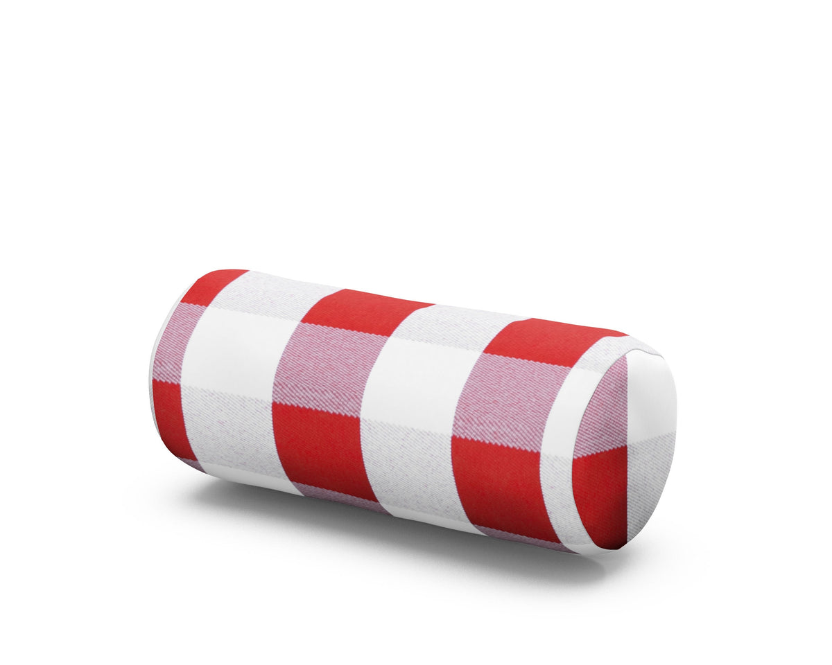 POLYWOOD Outdoor Bolster Pillow in Buffalo Plaid Crimson