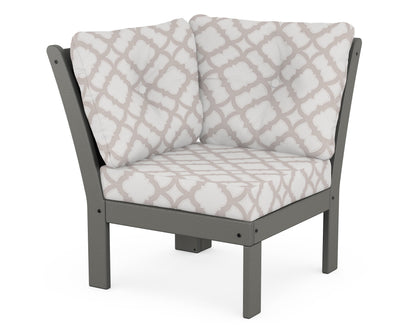 POLYWOOD Vineyard Modular Corner Chair in Slate Grey / Trellis Dune Burlap