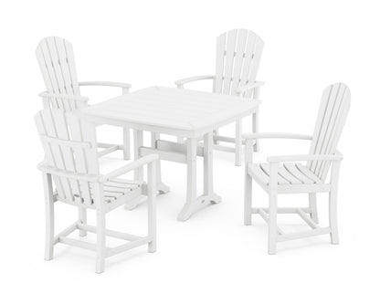 POLYWOOD Palm Coast 5-Piece Dining Set with Trestle Legs - 37" Table in White
