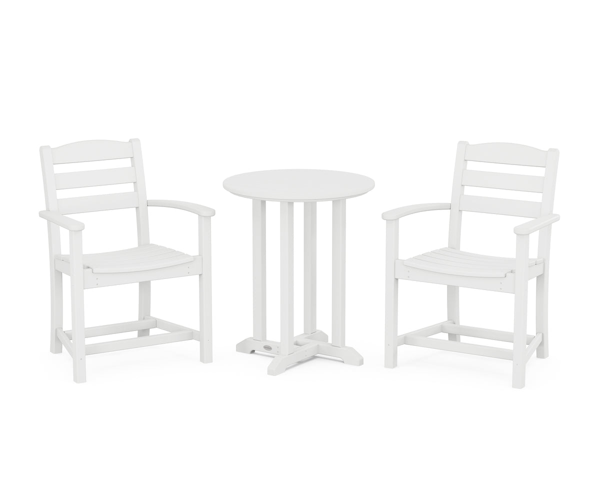POLYWOOD La Casa Café 3-Piece Round Bistro Dining Set in White