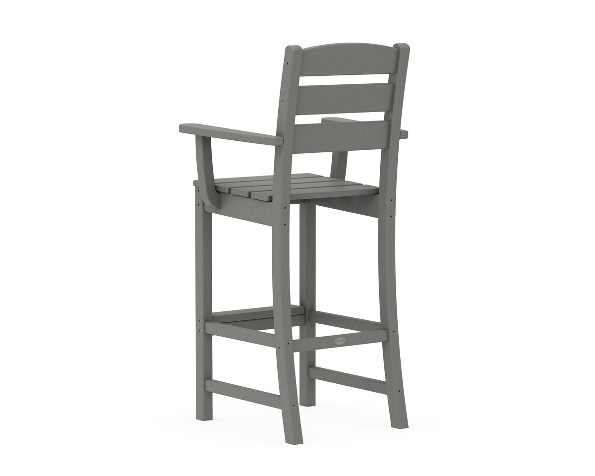 Additional angle of the POLYWOOD Lakeside Bar Arm Chair in Slate Grey