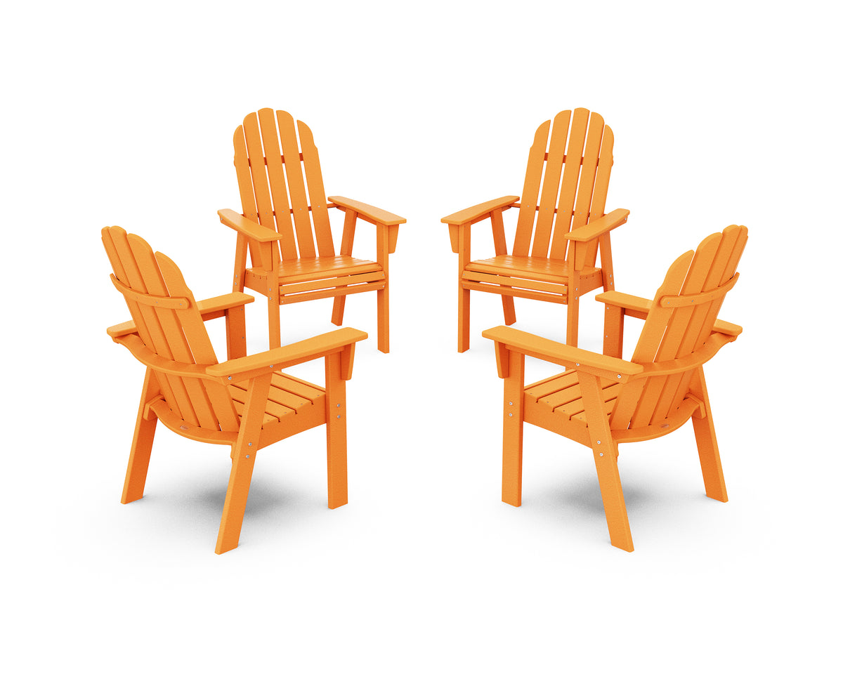 POLYWOOD Vineyard 4-Piece Curveback Upright Adirondack Conversation Set in Tangerine
