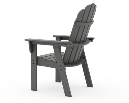 Angled view of the POLYWOOD Vineyard Curveback Adirondack Dining Chair in Slate Grey