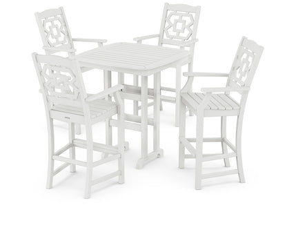 POLYWOOD Chinoiserie 5-Piece Bar Set in White