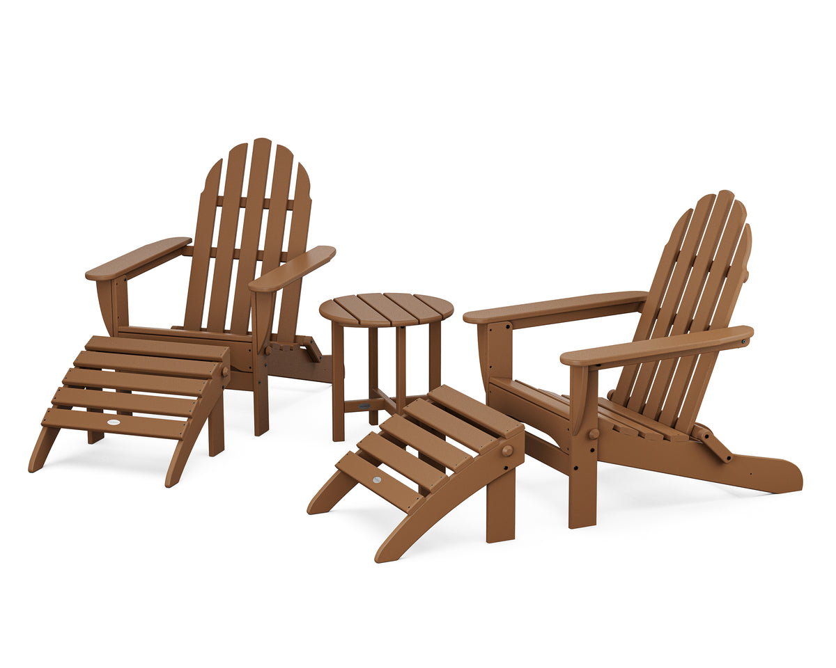 POLYWOOD Classic Adirondack 5-Piece Casual Set in Teak
