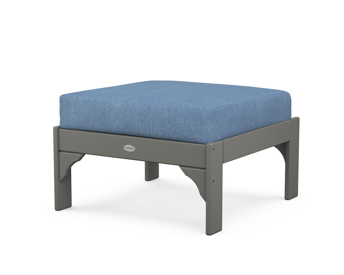 POLYWOOD Vineyard Deep Seating Ottoman in Slate Grey / Sky Blue