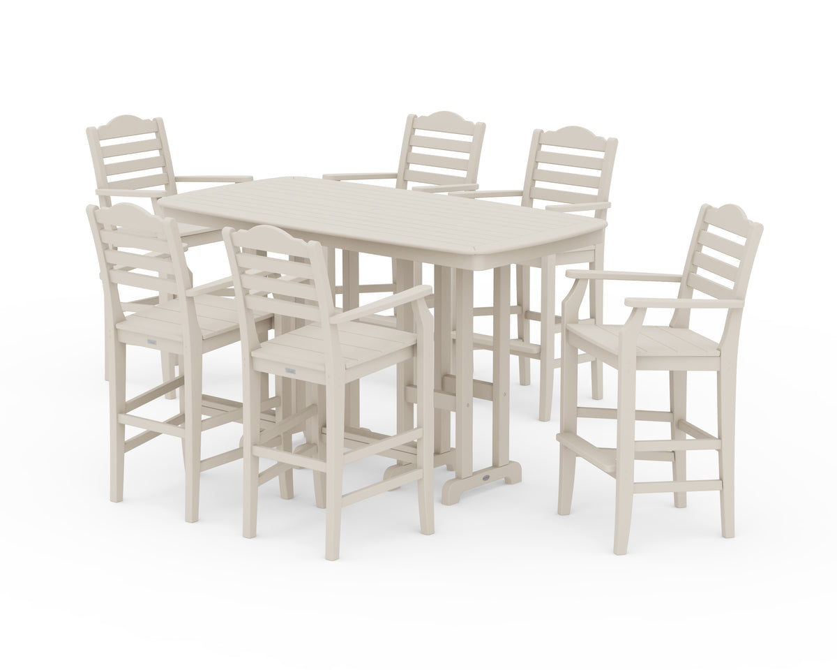 POLYWOOD Savannah Arm Chair 7-Piece Bar Set in Sand