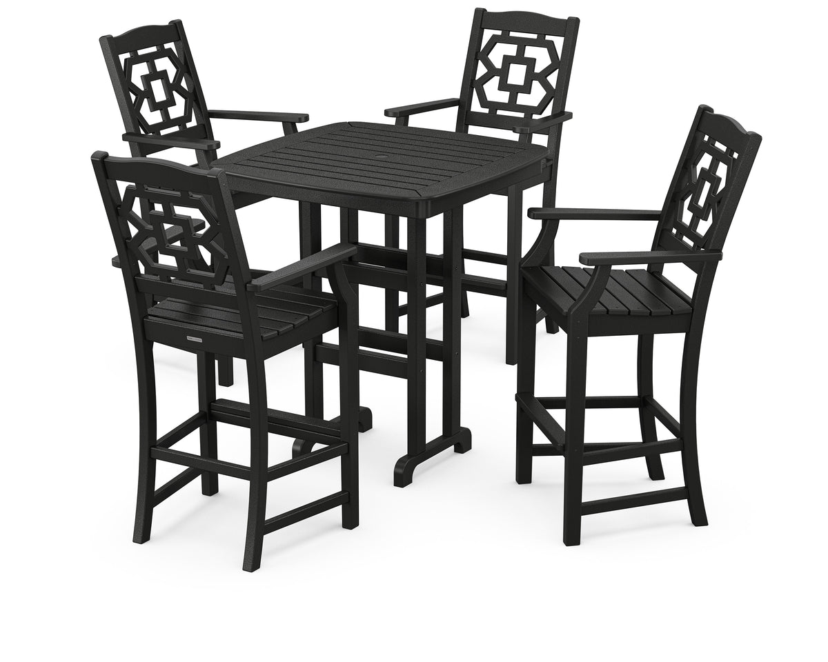 POLYWOOD Chinoiserie 5-Piece Bar Set in Black