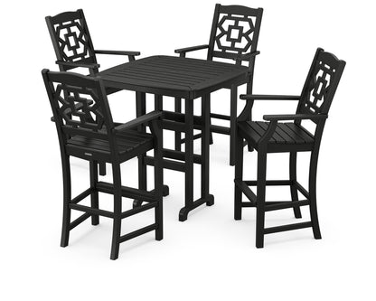 POLYWOOD Chinoiserie 5-Piece Bar Set in Black