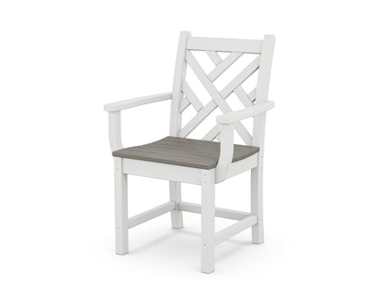 POLYWOOD Chippendale Dining Arm Chair in White / Driftwood