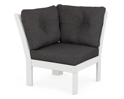POLYWOOD Vineyard Modular Corner Chair in White / Ash Charcoal
