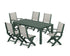 POLYWOOD Coastal Folding Chair 7-Piece Parsons Dining Set with Coastal Folding Side Chair in Green / Birch