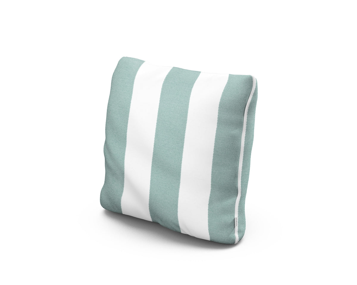 POLYWOOD 16" Outdoor Throw Pillow in Cabana Stripe Glacier Spa