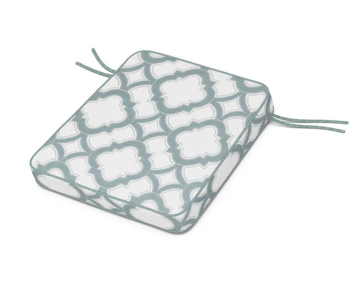 POLYWOOD Chinoiserie Rocker Seat Cushion in Trellis Glacier Spa