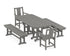 POLYWOOD Prairie 5-Piece Dining Set with Benches in Slate Grey