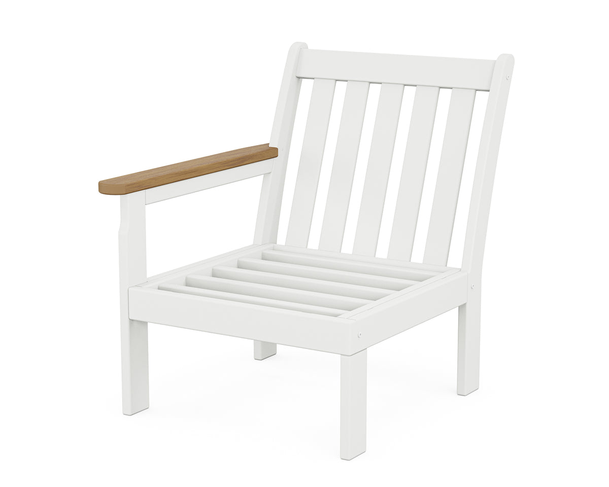 POLYWOOD Vineyard Modular Left Arm Chair Frame in White / Natural