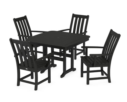POLYWOOD Vineyard 5-Piece Dining Set with Trestle Legs - 44" Table in Black