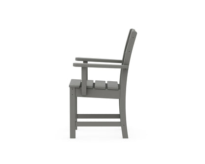 Second angled view of the POLYWOOD Lakeside Dining Arm Chair in Slate Grey