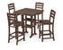 POLYWOOD La Casa Café 5-Piece Farmhouse Trestle Bar Set in Mahogany