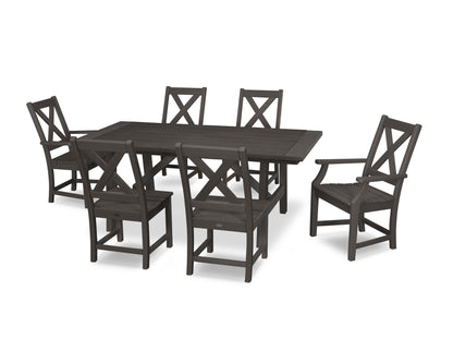 POLYWOOD Braxton 7-Piece Rustic Farmhouse Dining Set in Vintage Coffee