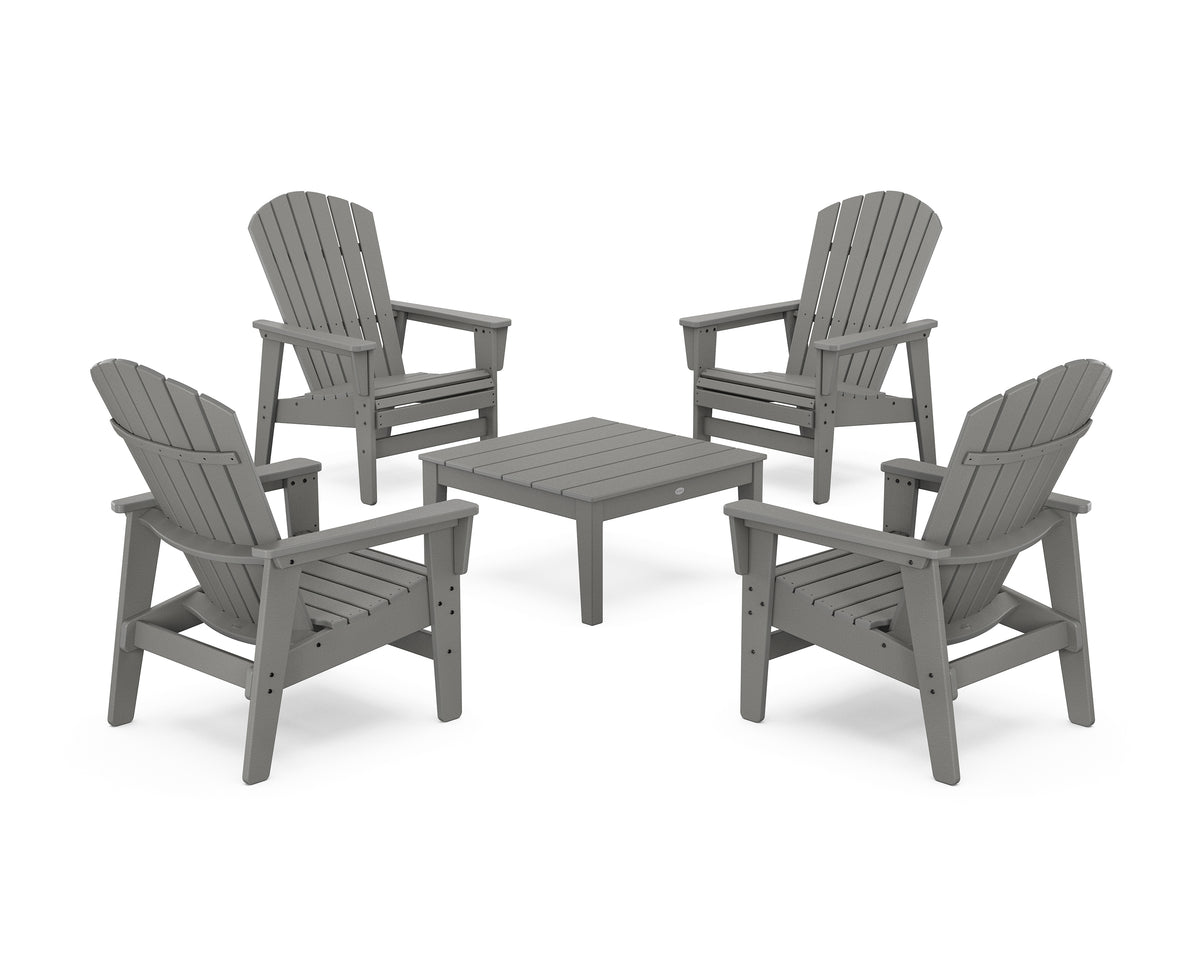 POLYWOOD 5-Piece Nautical Grand Upright Adirondack Chair Conversation Group in Slate Grey