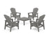 POLYWOOD 5-Piece Nautical Grand Upright Adirondack Chair Conversation Group in Slate Grey