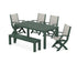 POLYWOOD Coastal Folding Chair 6-Piece Parsons Dining Set with Bench in Green / Birch