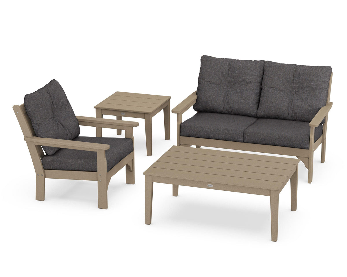 POLYWOOD Vineyard 4-Piece Deep Seating Set in Vintage Sahara / Ash Charcoal