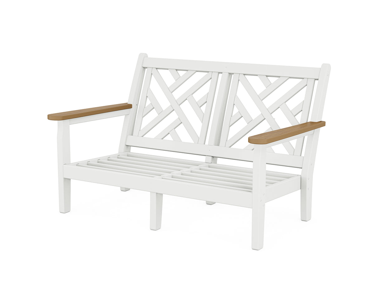 POLYWOOD Chippendale Deep Seating Loveseat Frame in White / Natural
