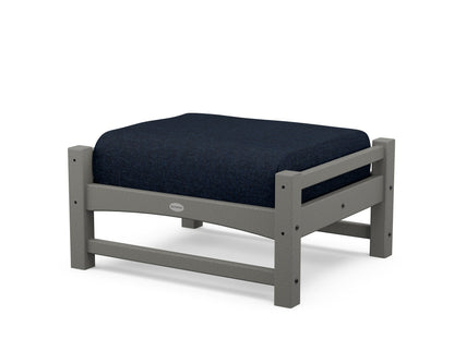POLYWOOD Club Ottoman in Slate Grey / Marine Indigo