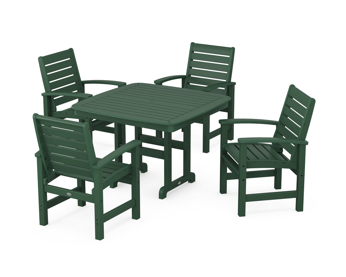 POLYWOOD Signature 5-Piece Dining Set - 44" Table in Green