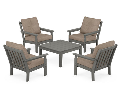 POLYWOOD Vineyard 5-Piece Deep Seating Conversation Set in Slate Grey / Spiced Burlap