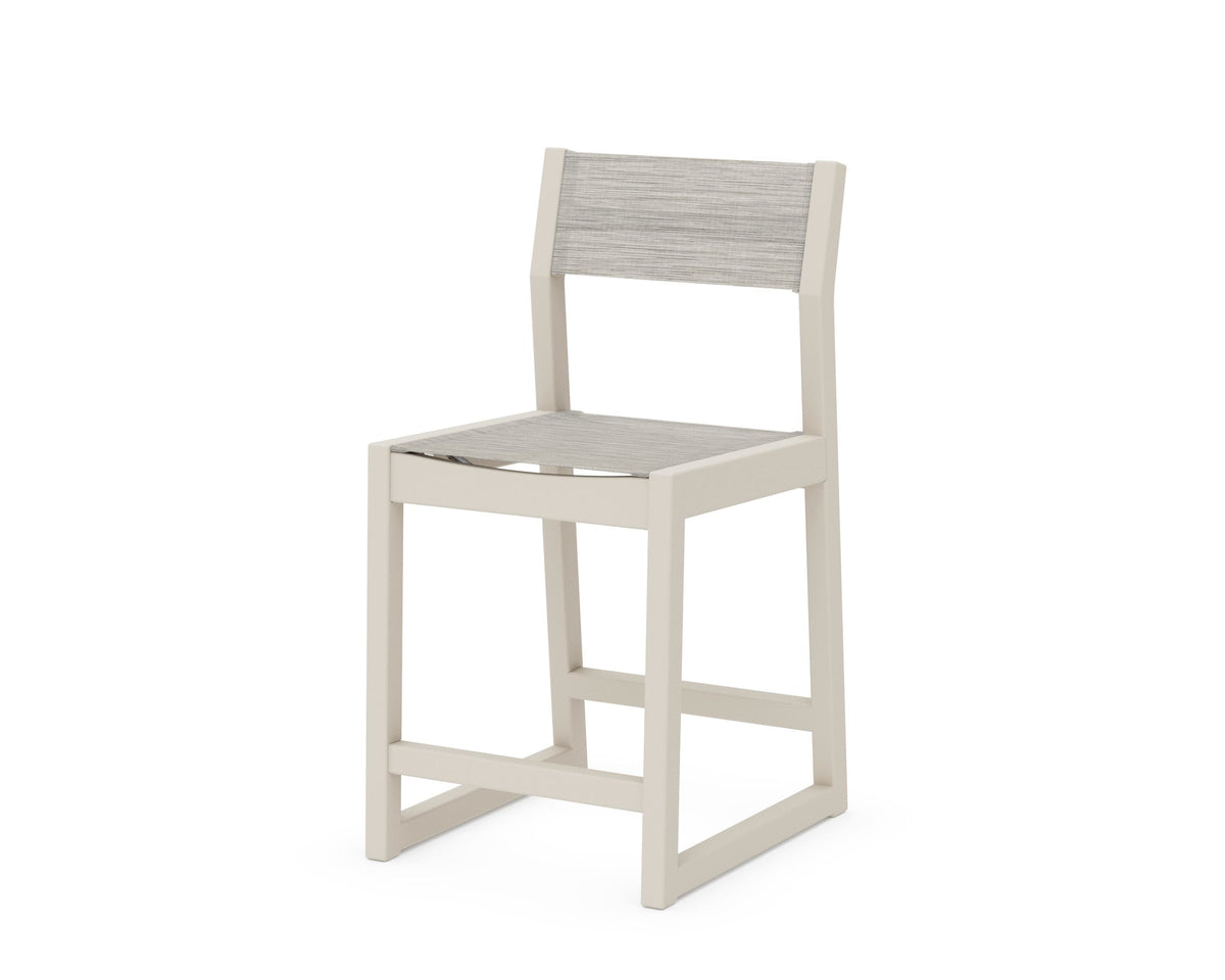 POLYWOOD EDGE Sling Counter Side Chair in Sand / Birch