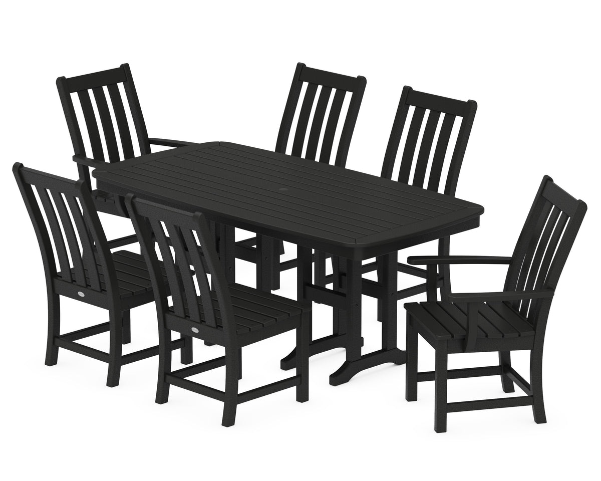 POLYWOOD Vineyard 7-Piece Dining Set - 37" x 72" Table in Black