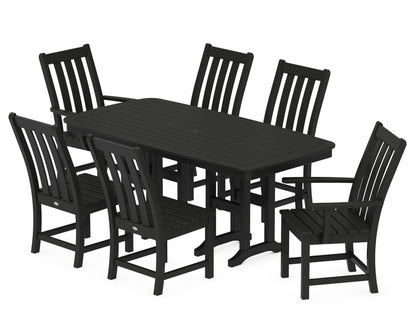 POLYWOOD Vineyard 7-Piece Dining Set - 37" x 72" Table in Black