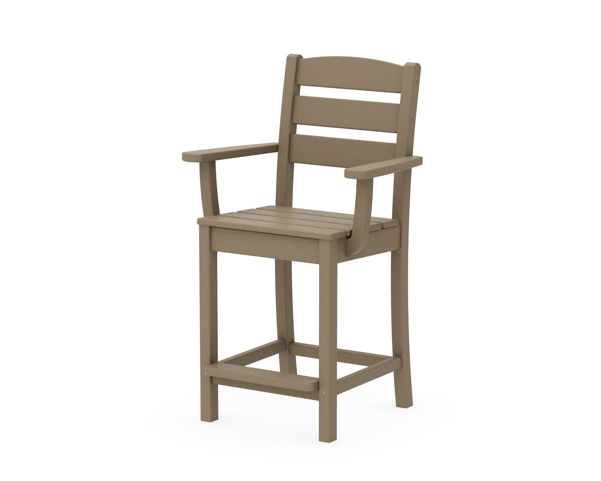 POLYWOOD Lakeside Counter Arm Chair in Vintage Sahara