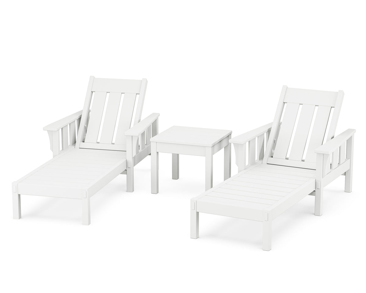 POLYWOOD Acadia 3-Piece Chaise Set in White