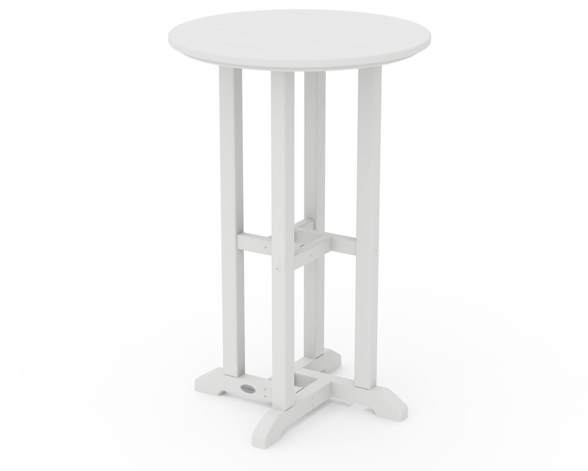 POLYWOOD 24" Round Farmhouse Counter Bistro Table in Vintage White