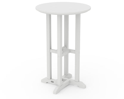 POLYWOOD 24" Round Farmhouse Counter Bistro Table in Vintage White