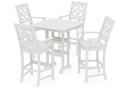 POLYWOOD Chinoiserie 5-Piece Bar Set in Vintage White