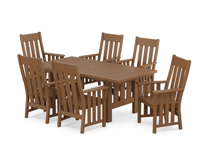 POLYWOOD Acadia Arm Chair 7-Piece Dining Set in Teak