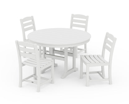 POLYWOOD La Casa Café Side Chair 5-Piece Round Farmhouse Dining Set in White