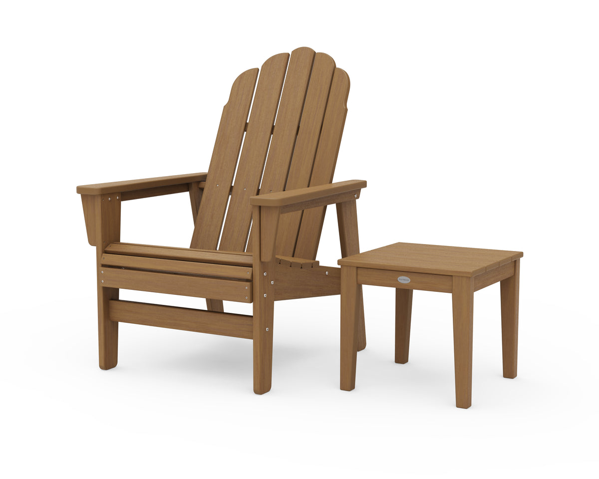 POLYWOOD Vineyard Grand Upright Adirondack Chair with Side Table in Natural