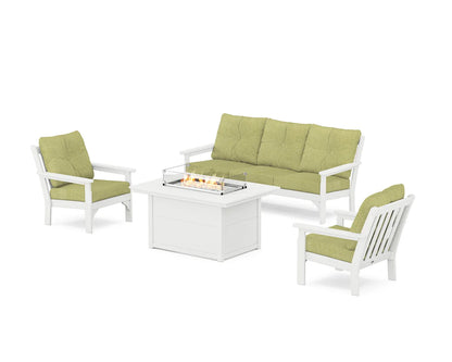 POLYWOOD Vineyard Deep Seating Fire Pit Table Set