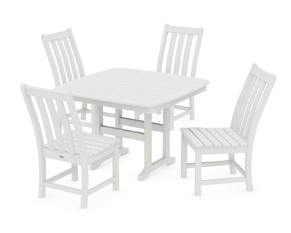 POLYWOOD Vineyard Side Chair 5-Piece Dining Set with Trestle Legs - 44" Table in Vintage White