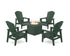 POLYWOOD 5-Piece Nautical Grand Upright Adirondack Conversation Set with Fire Pit Table in Green