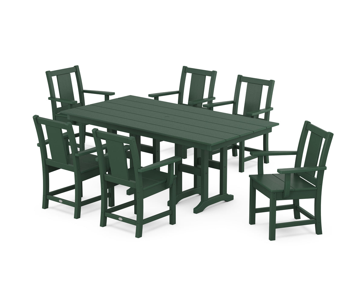 POLYWOOD Prairie Arm Chair 7-Piece Farmhouse Dining Set in Green