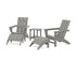 POLYWOOD Modern Adirondack Chair 5-Piece Set with Ottomans and 18" Side Table in Slate Grey
