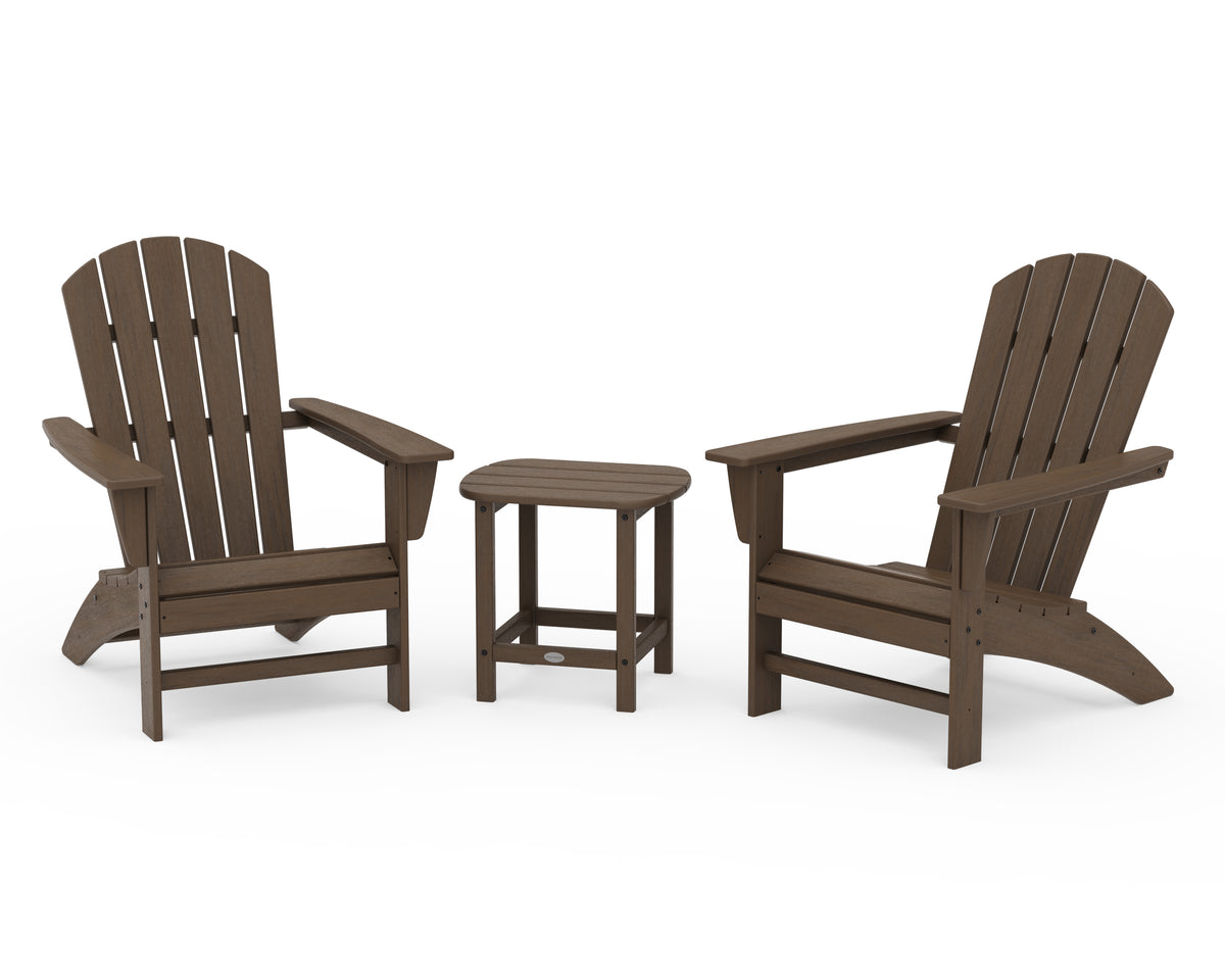 POLYWOOD Nautical 3-Piece Adirondack Set with South Beach 18" Side Table in Kona
